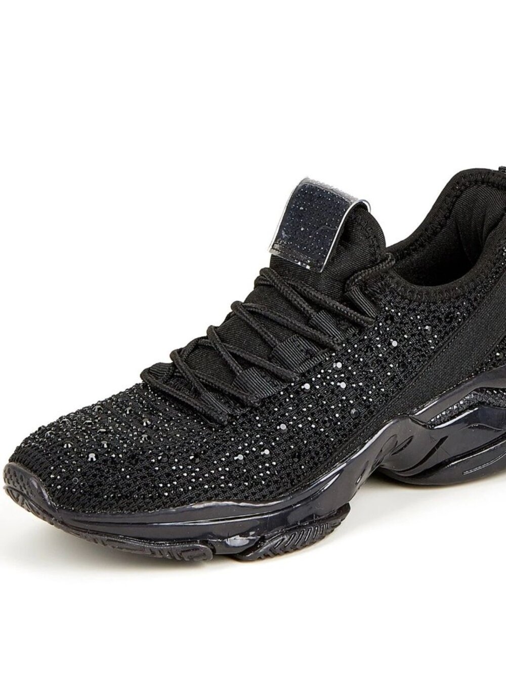 LUCKY STEP Women's Rhinestone Mesh Slip On Walking Shoes Fashion Glitter Sneaker